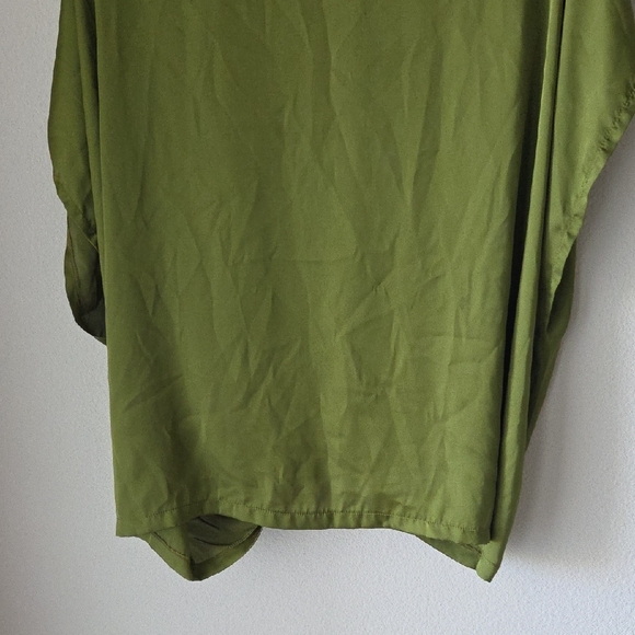 FLOREAT Anthropologie Green Tie-Front Sleeveless Kimono Blouse Coverup One Size - Picture 7 of 11